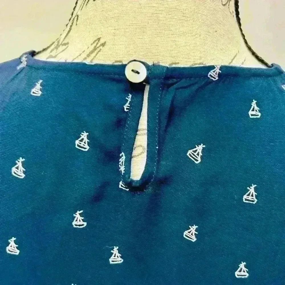 Les coyotes de paris girl’s size 12 sailing mini boat dress in navy blue